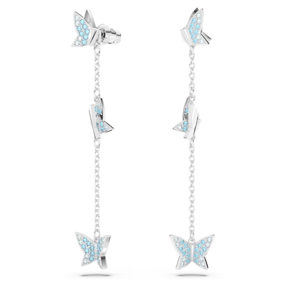 Idyllia Lilia 드롭 이어링, 나비, 블루, 로듐 플래팅 - Swarovski, 5662182