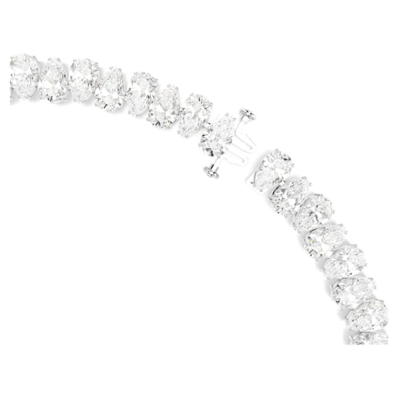 Matrix Tennis necklace, Pear cut, White, Rhodium plated - Swarovski, 5662277
