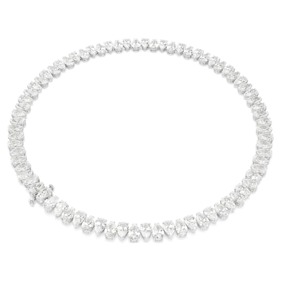 Matrix Tennis necklace, Pear cut, White, Rhodium plated - Swarovski, 5662277