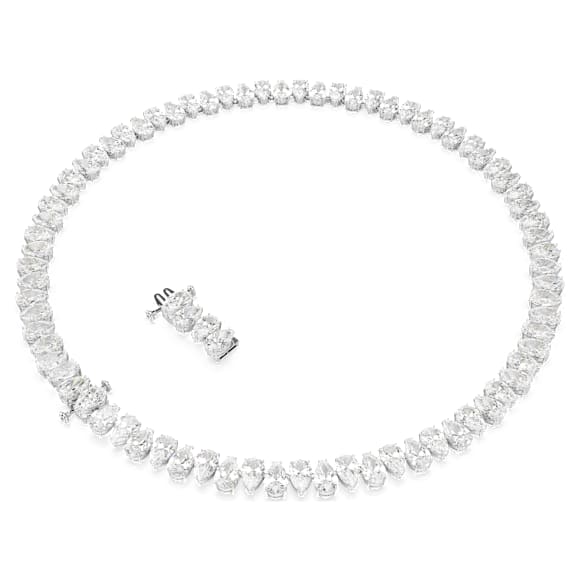 SWAROVSKI　Matrix Tennisネックレス　ペアシェイプチョーカー Matrix Tennisネックレス, ペアカット, ホワイト, ロジウム・プレー