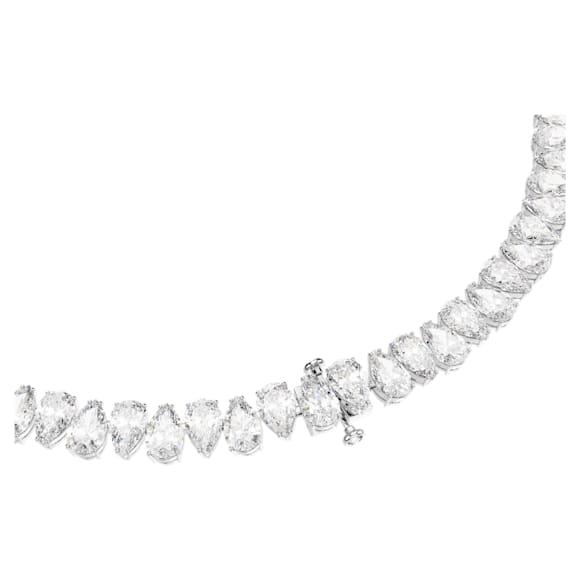 Matrix Tennis necklace, Pear cut, White, Rhodium plated - Swarovski, 5662277