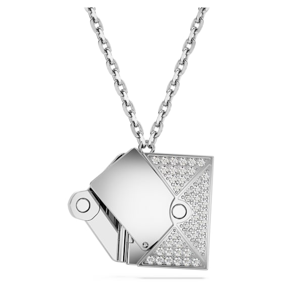 Letra 項鏈, 情書, 白色, 鍍白金色 - Swarovski, 5662873