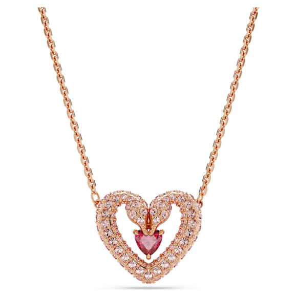Una 項鏈, 心形, 粉紅色, 鍍玫瑰金色調 - Swarovski, 5662874