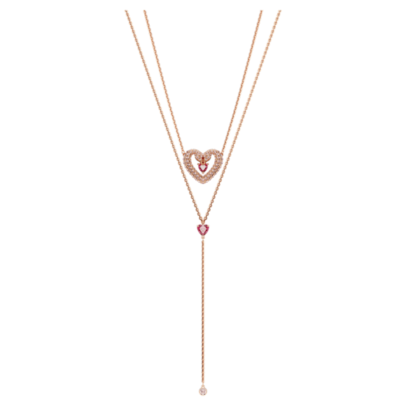 Sublima Y 字鏈, 心形, 粉紅色, 鍍玫瑰金色調 - Swarovski, 5662877