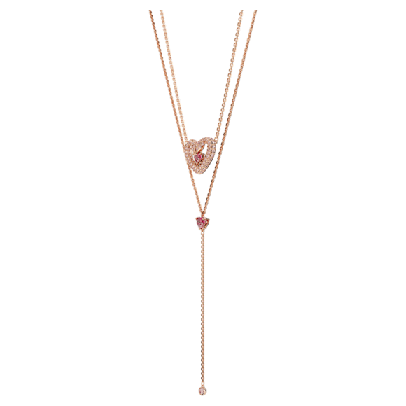Sublima Y 字鏈, 心形, 粉紅色, 鍍玫瑰金色調 - Swarovski, 5662877