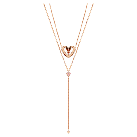 Sublima Y 字鏈, 心形, 粉紅色, 鍍玫瑰金色調 - Swarovski, 5662877