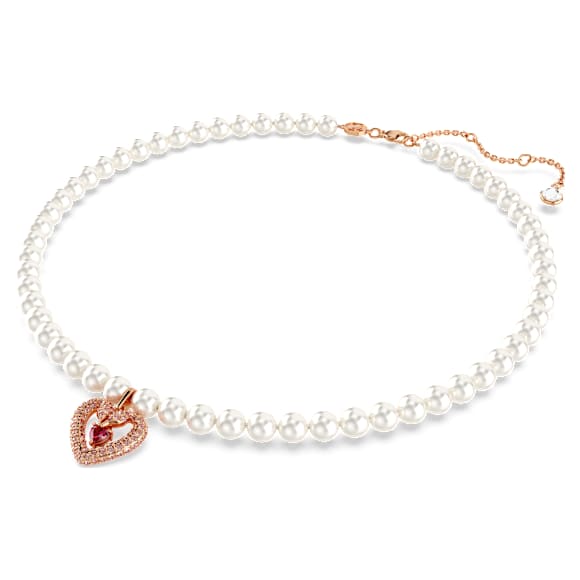 Sublima necklace, Crystal pearl, Heart, Pink, Rose gold-tone plated - Swarovski, 5662880