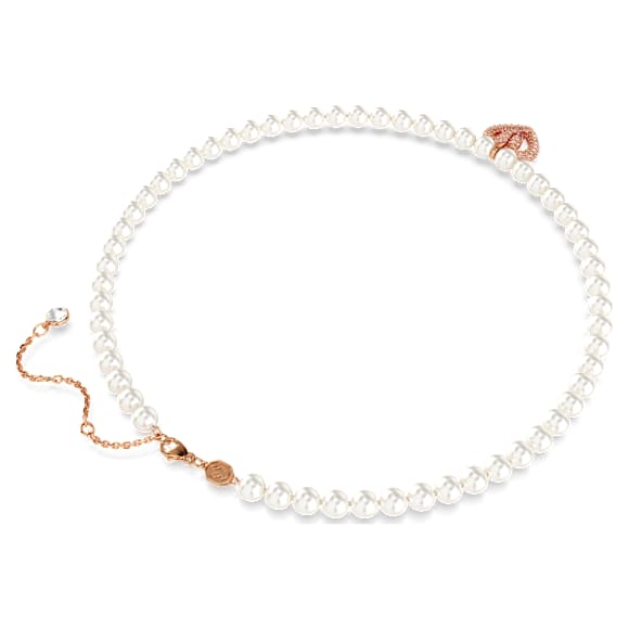Sublima necklace, Crystal pearl, Heart, Pink, Rose gold-tone plated - Swarovski, 5662880