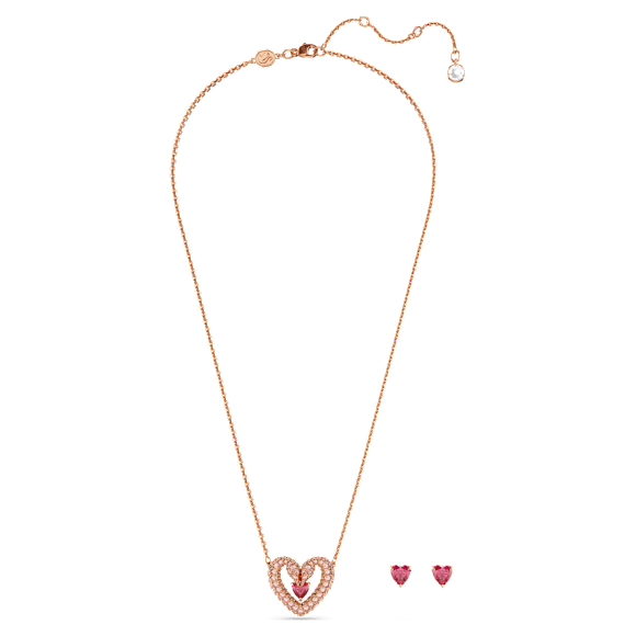 Una 套裝, 心形, 粉紅色, 鍍玫瑰金色調 - Swarovski, 5662884