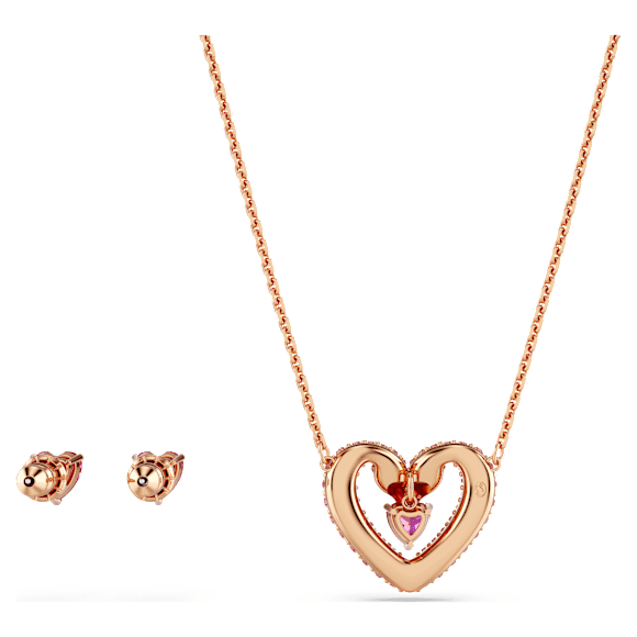 Una set, Heart, Pink, Rose gold-tone plated - Swarovski, 5662884