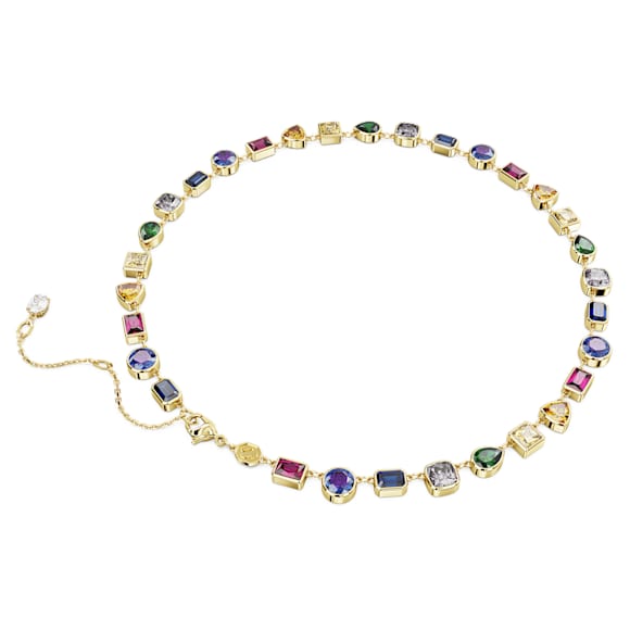 Stilla Tennis necklace, Mixed cuts, Multicolored, Gold-tone plated - Swarovski, 5662915