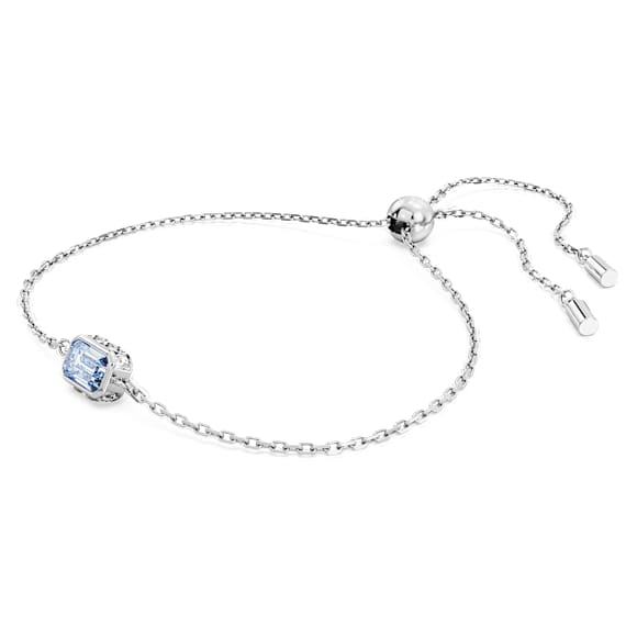 Chroma bracelet, Rectangular cut, Blue, Rhodium plated - Swarovski, 5662917