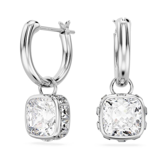 Stilla Drop-Ohrhänger, Kissenschliff, Weiß, Rhodiniert - Swarovski, 5662919