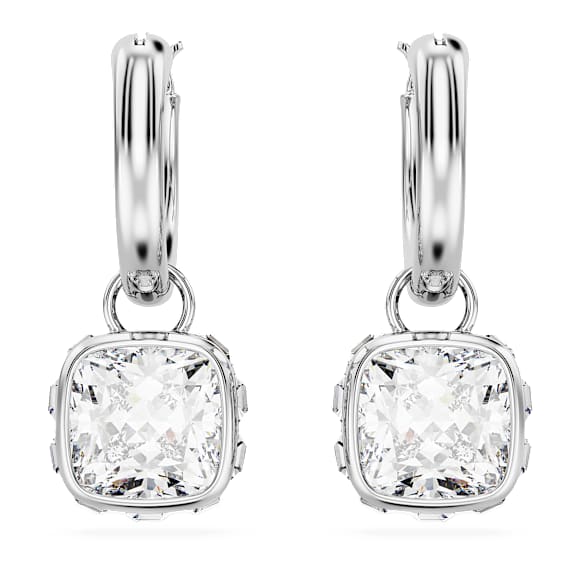 Stilla Drop-Ohrhänger, Kissenschliff, Weiß, Rhodiniert - Swarovski, 5662919