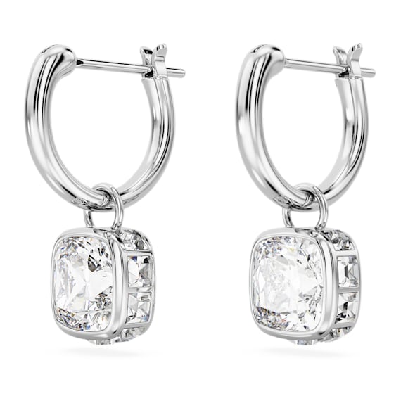 Pendants d'oreilles Stilla, Taille Carré, Blanches, Métal rhodié - Swarovski, 5662919