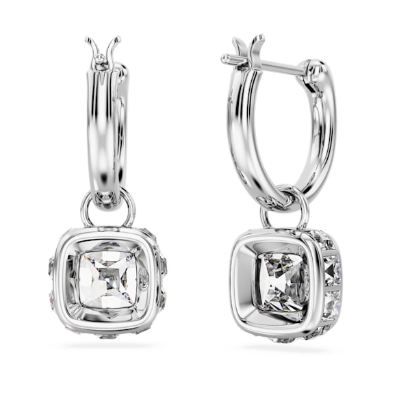 Stilla Drop-Ohrhänger, Kissenschliff, Weiß, Rhodiniert - Swarovski, 5662919