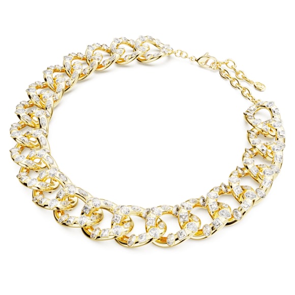 Dextera necklace, Statement, Mixed cuts, Large, White, Gold-tone plated - Swarovski, 5663257