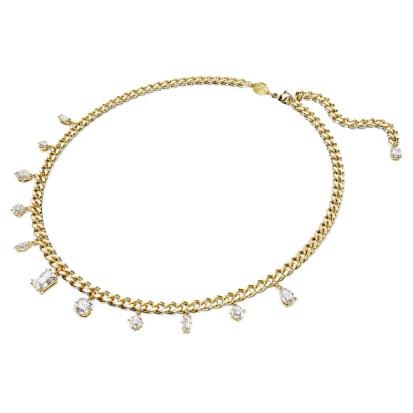 Imber necklace, Mixed cuts, White, 18K gold finish - Swarovski, 5663338
