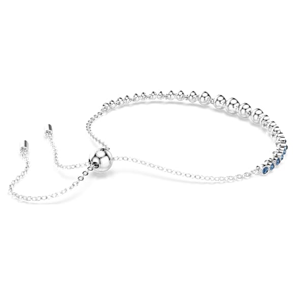 Imber Emily 手鏈, 混合圓形切割, 藍色, 鍍白金色 - Swarovski, 5663394