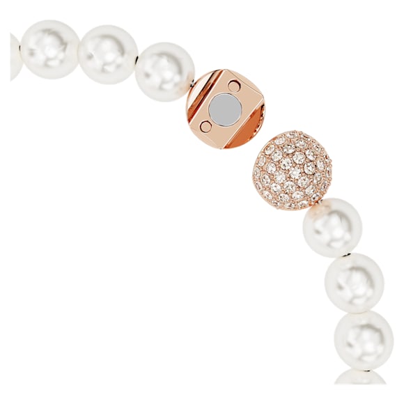 Bracelet Idyllia, Perle de cristal, Plume, Blanc, Doré à l’or rose 18 carats (750/1000) - Swarovski, 5663480