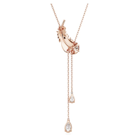 Nice Y-Anhänger, Feder, Weiß, Roségold-Legierungsschicht - Swarovski, 5663485