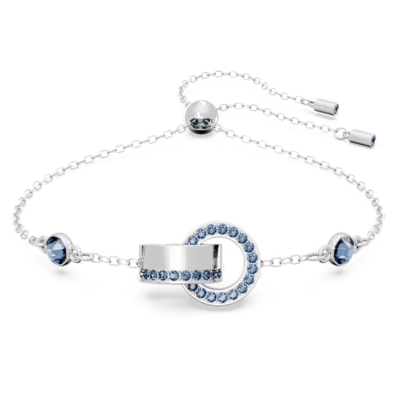 Dextera bracelet, Interlocking loop, Blue, Rhodium plated - Swarovski, 5663493