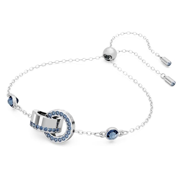 Dextera bracelet, Interlocking loop, Blue, Rhodium plated - Swarovski, 5663493