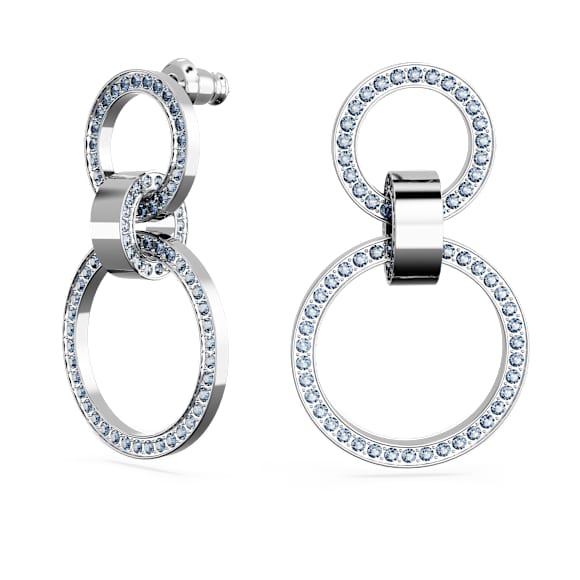Dextera hoop earrings, Blue, Rhodium plated - Swarovski, 5663503