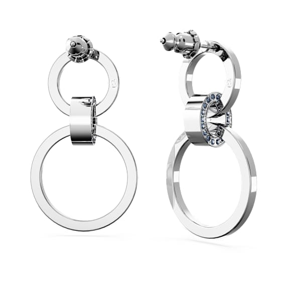Dextera hoop earrings, Blue, Rhodium plated - Swarovski, 5663503