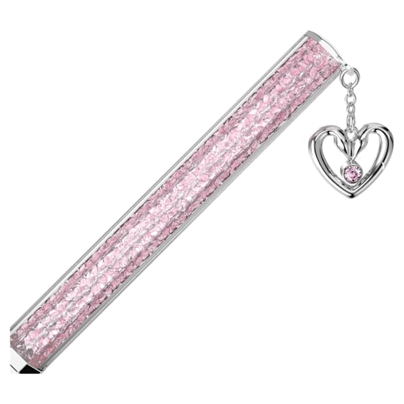 Ballpoint pen, Heart, Pink, Chrome plated - Swarovski, 5664113