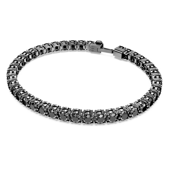 Matrix Tennis bracelet, Round cut, Black, Ruthenium plated - Swarovski, 5664196