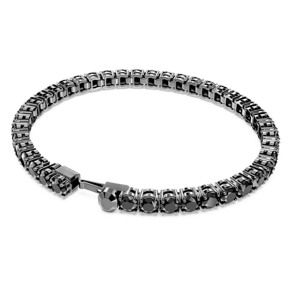 Matrix Tennis bracelet, Round cut, Black, Ruthenium plated - Swarovski, 5664196