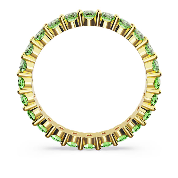 Matrix ring, Round cut, Green, Gold-tone plated - Swarovski, 5664432