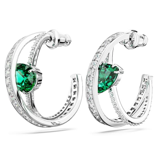 Anneaux d'oreilles Hyperbola, Tailles variées, Vertes, Métal rhodié - Swarovski, 5665334