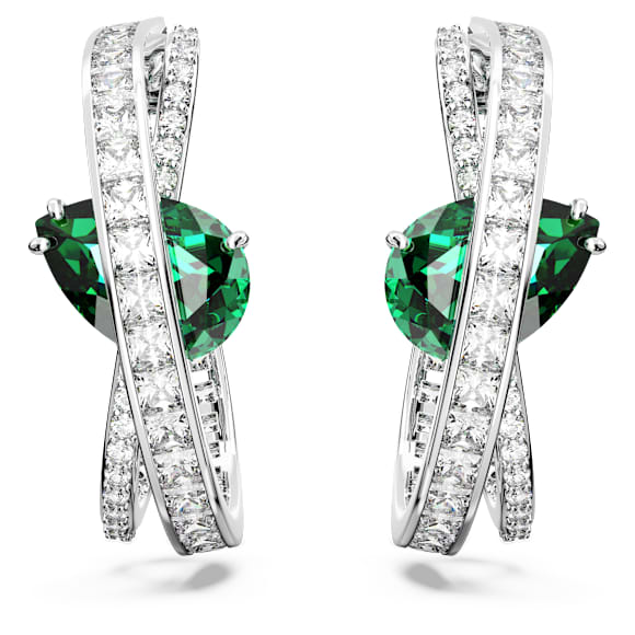 Hyperbola Kreolen, Verschiedene Schliffe, Grün, Rhodiniert - Swarovski, 5665334