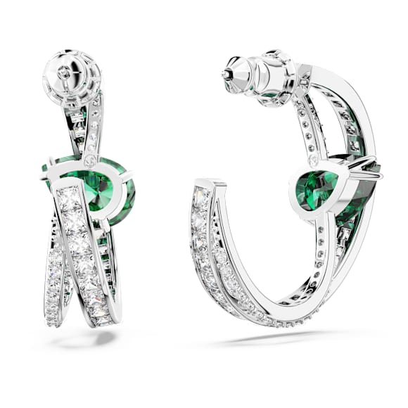 Hyperbola Kreolen, Verschiedene Schliffe, Grün, Rhodiniert - Swarovski, 5665334