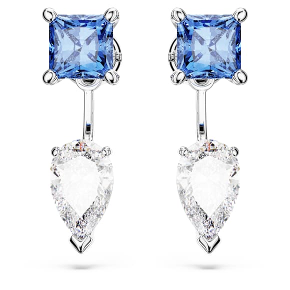 Pendientes ear jacket Mesmera, Tallas mixtas, Desmontable, Azules, Baño de rodio - Swarovski, 5665767