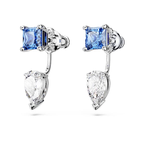 Mesmera earring jackets, Mixed cuts, Detachable, Blue, Rhodium plated - Swarovski, 5665767