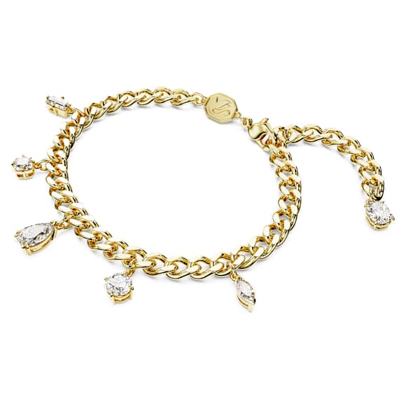 Imber bracelet, Mixed cuts, White, Gold-tone plated - Swarovski, 5665830