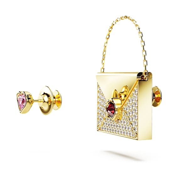 Letra brooch, Love letter, Multicolored, Gold-tone plated - Swarovski, 5665842