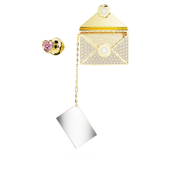 Letra brooch, Love letter, Multicolored, Gold-tone plated - Swarovski, 5665842