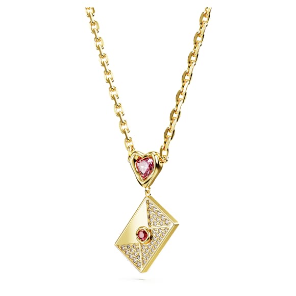 Letra 套裝, 情書和愛心, 粉紅色, 鍍金色色調 - Swarovski, 5665866