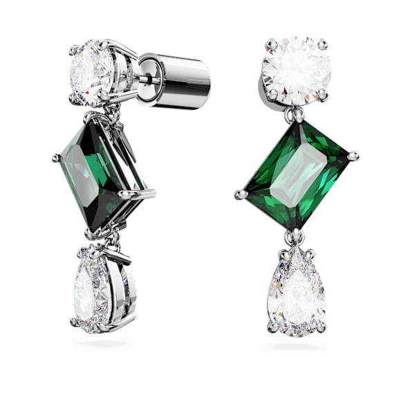 Orecchini pendenti Mesmera, Taglio misto, Verdi, Placcato rodio - Swarovski, 5665878