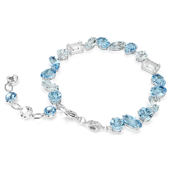 Gema bracelet, Mixed cuts, Blue, Rhodium plated - Swarovski, 5666018