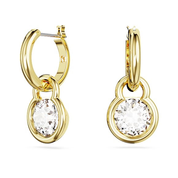 Dextera Drop-Ohrhänger, Rundschliff, Weiß, Goldlegierungsschicht - Swarovski, 5666023
