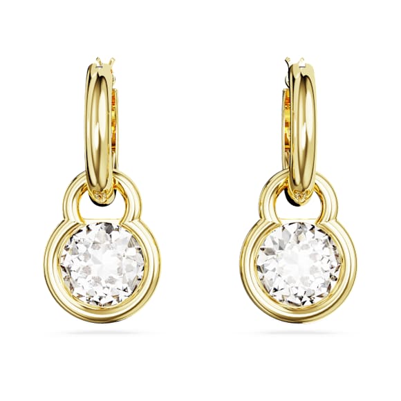Dextera Drop-Ohrhänger, Rundschliff, Weiß, Goldlegierungsschicht - Swarovski, 5666023