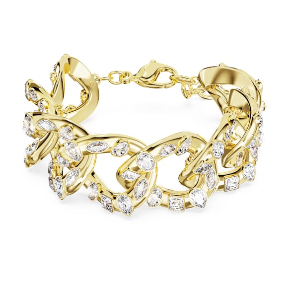 Dextera Armband, Statement, verschiedene Schliffe, Weiß, Goldlegierungsschicht - Swarovski, 5666027