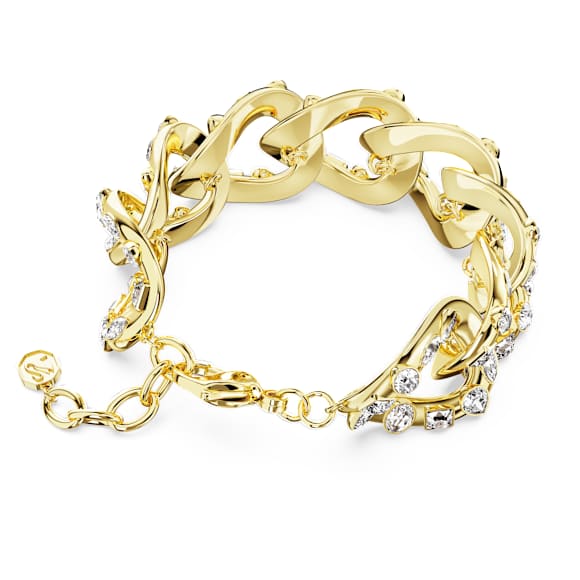 Dextera Armband, Statement, verschiedene Schliffe, Weiß, Goldlegierungsschicht - Swarovski, 5666027