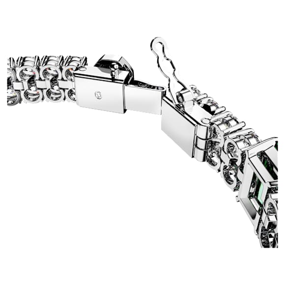 Matrix Tennis bracelet, Mixed cuts, Green, Rhodium plated - Swarovski, 5666163