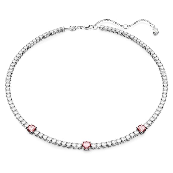 Matrix Tennis Halskette, Verschiedene Schliffe, Rosa, Rhodiniert - Swarovski, 5666165